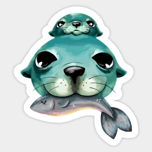 Sea Lion Mom and Pup Sticker